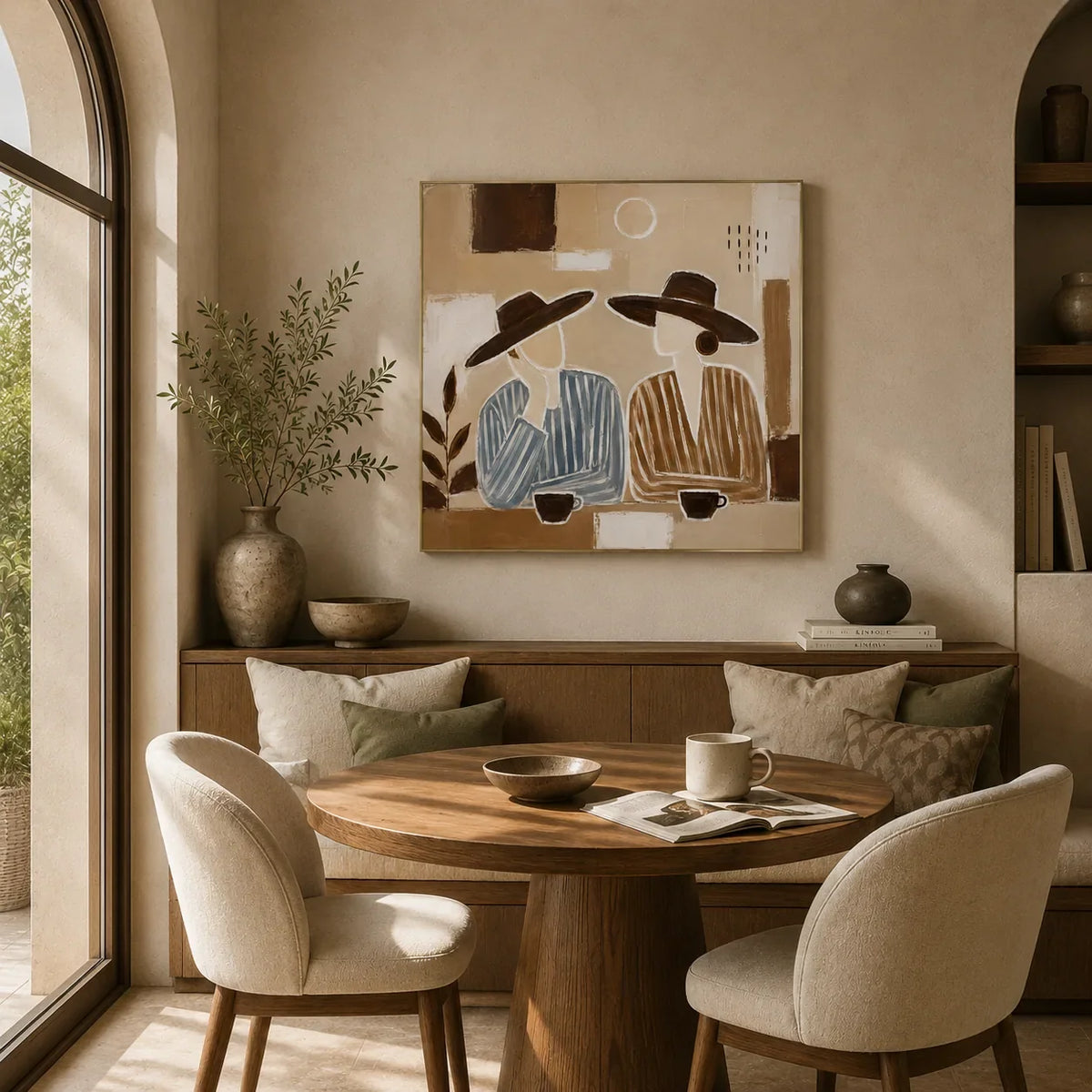 Desert Figures Abstract Wall Art room scene 2 | Olyrel