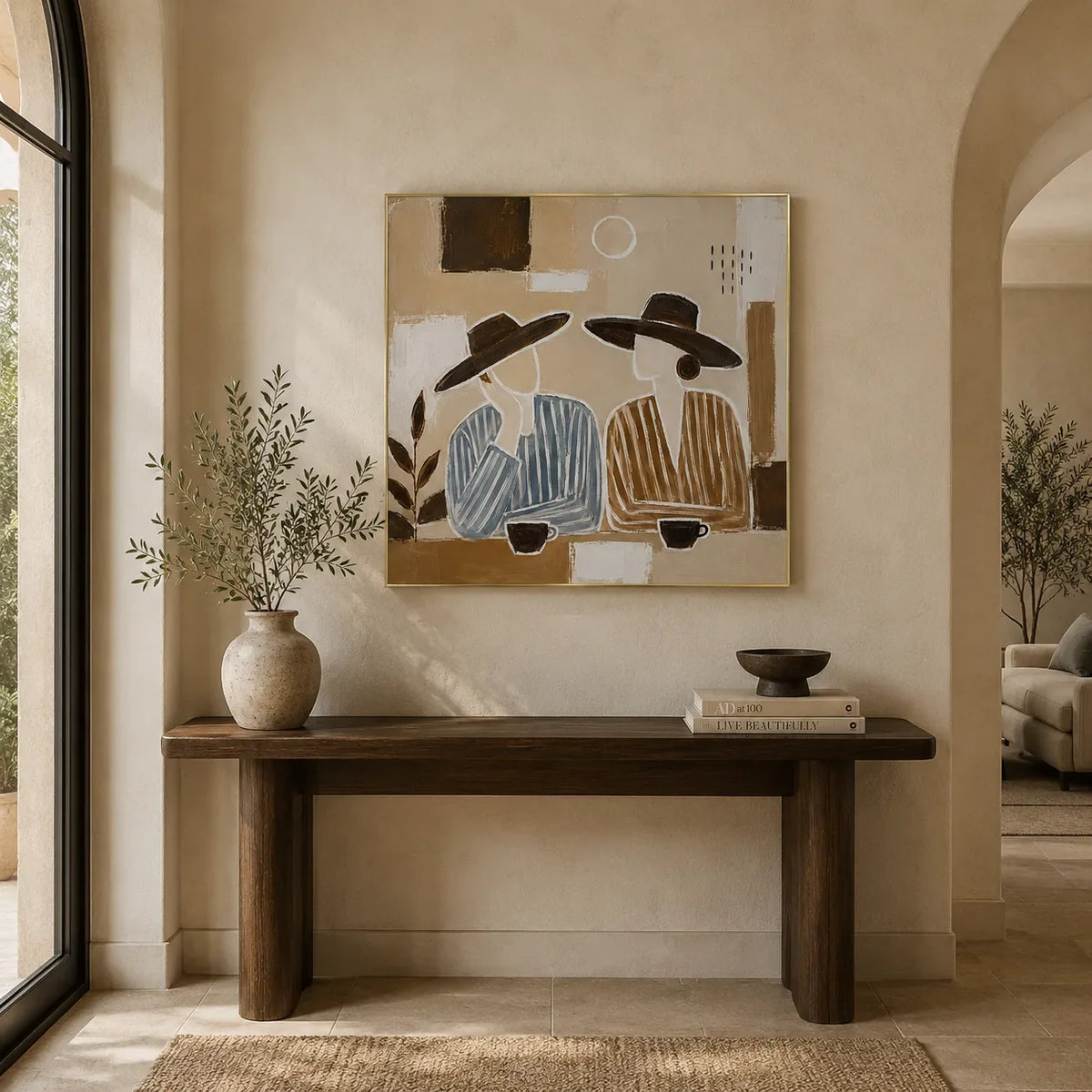 Desert Figures Abstract Wall Art room scene 3 | Olyrel