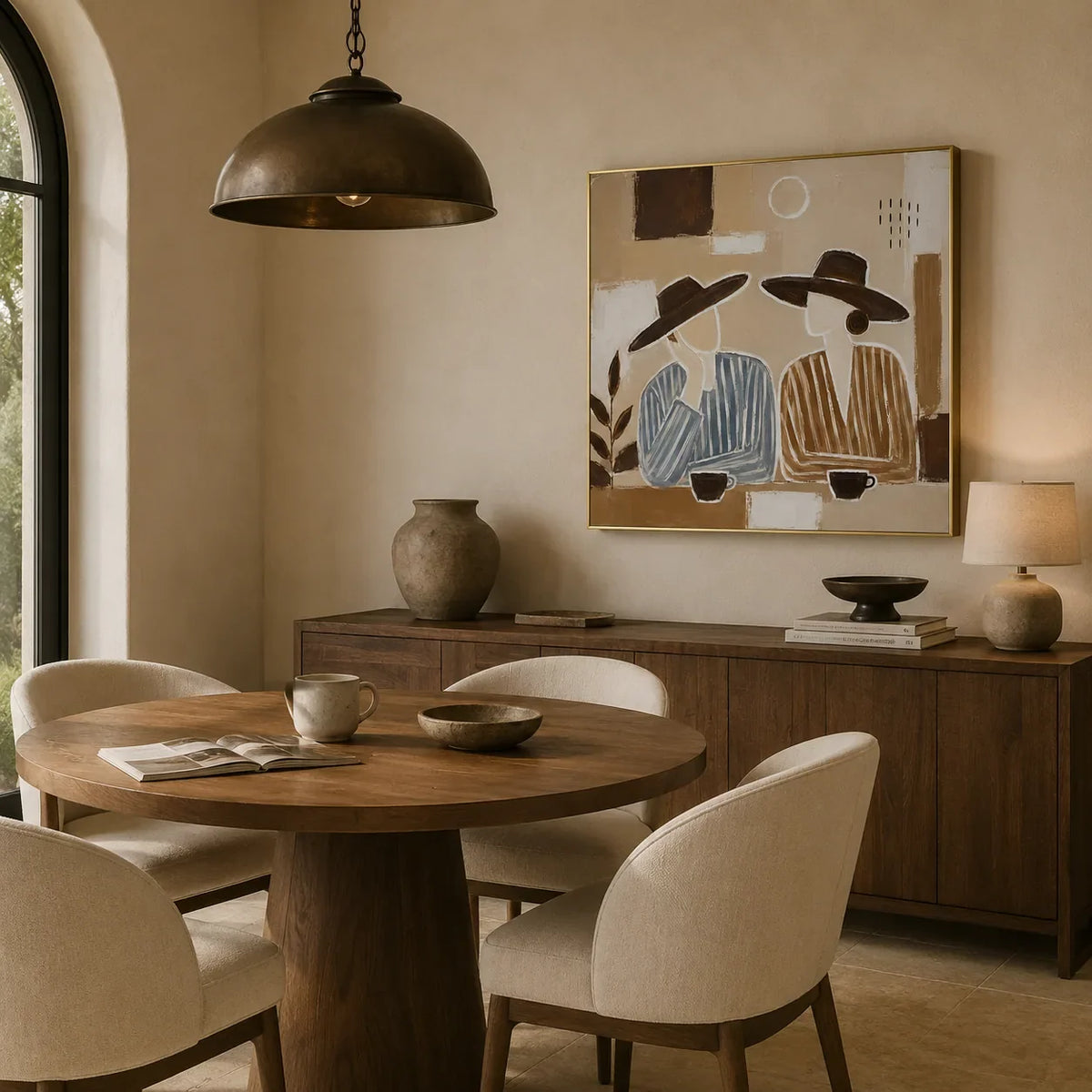 Desert Figures Abstract Wall Art room scene 4 | Olyrel