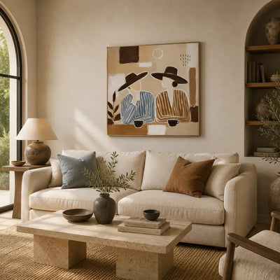 Desert Figures Abstract Wall Art room scene 5 | Olyrel