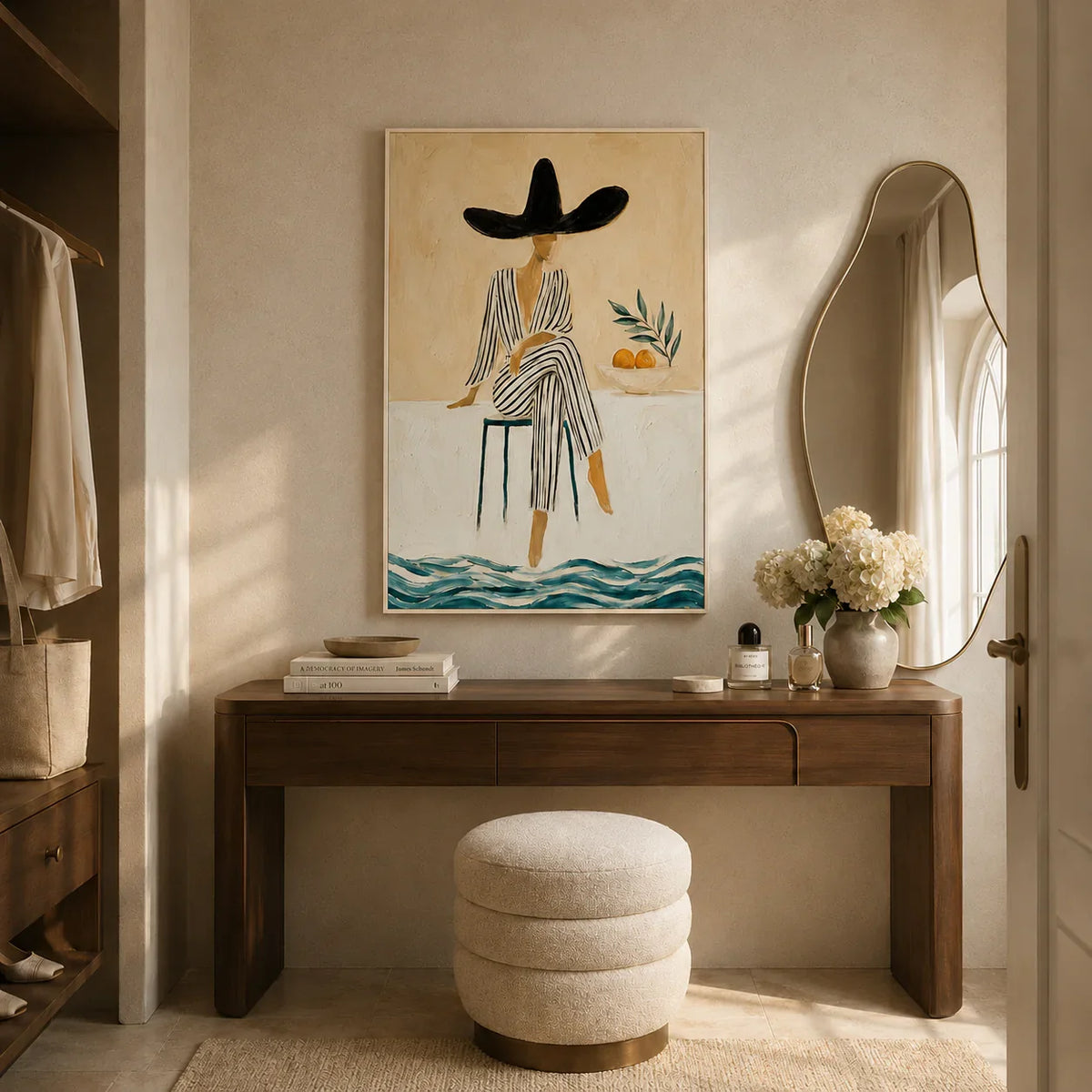 Citrus Muse Figure Wall Art styled in a entryway | Olyrel
