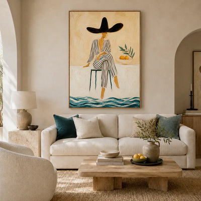 Citrus Muse Figure Wall Art styled in a living room | Olyrel