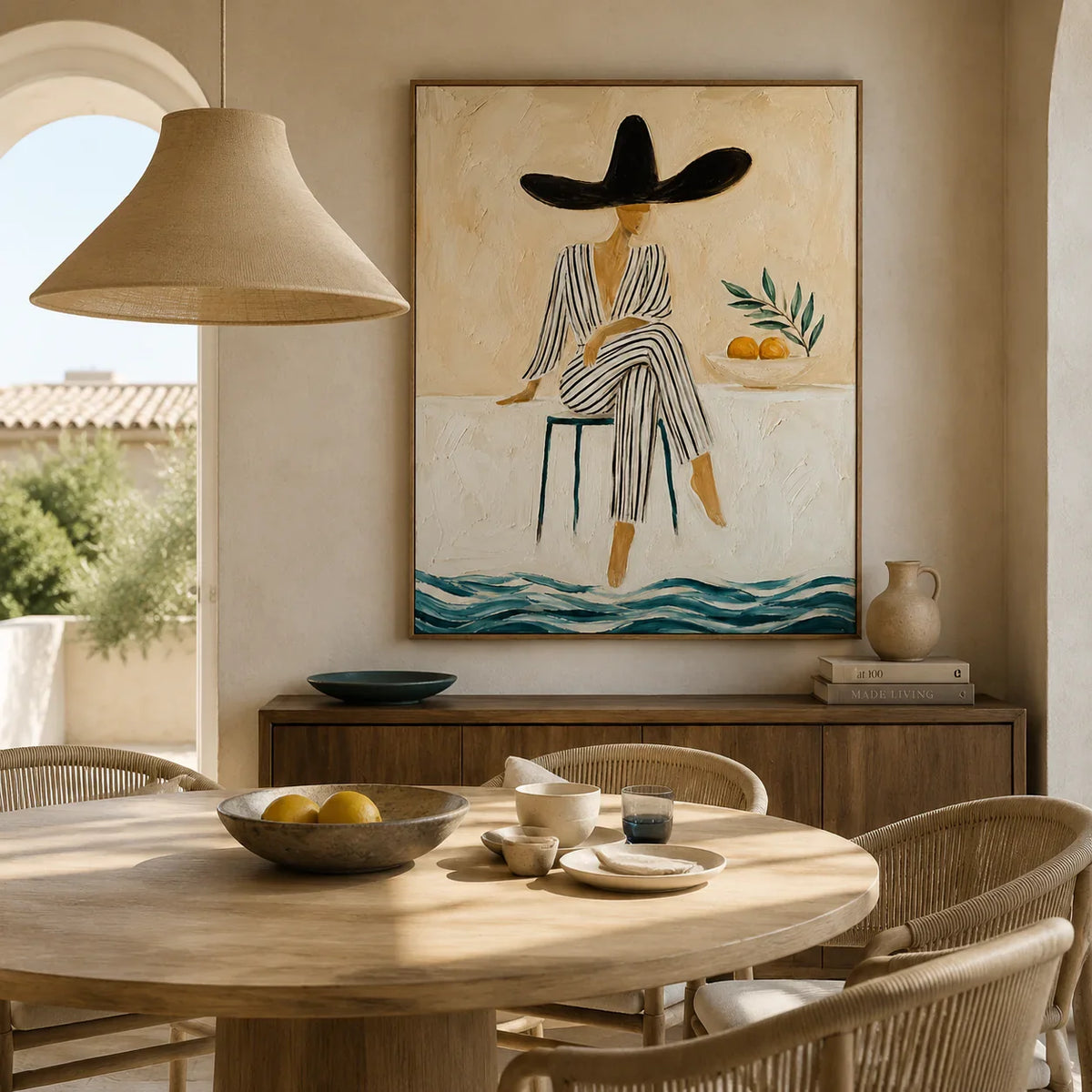 Citrus Muse Figure Wall Art styled in a dining room | Olyrel