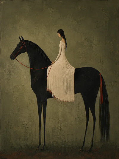 Original artwork view of Rider in Olive Wall Art | Olyrel