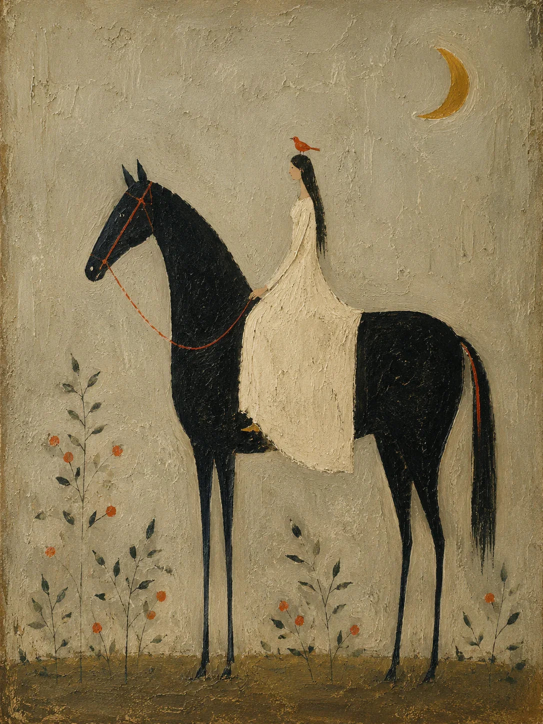 Original artwork view of Moonlit Rider Horse Wall Art | Olyrel