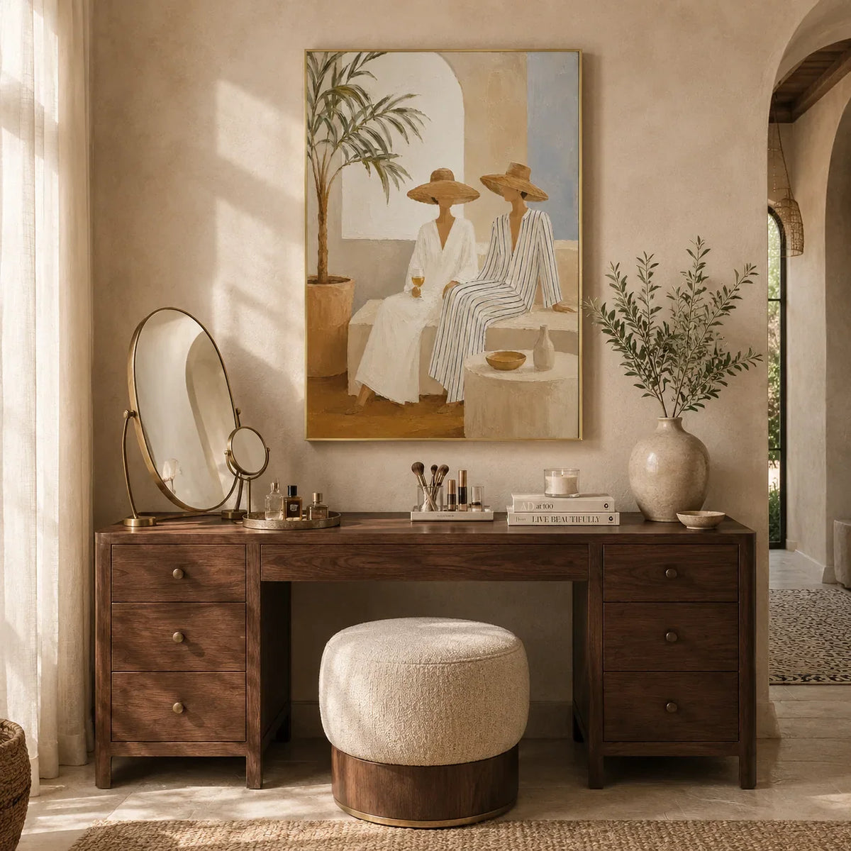 Palm Shade Figures Wall Art room scene 4 | Olyrel