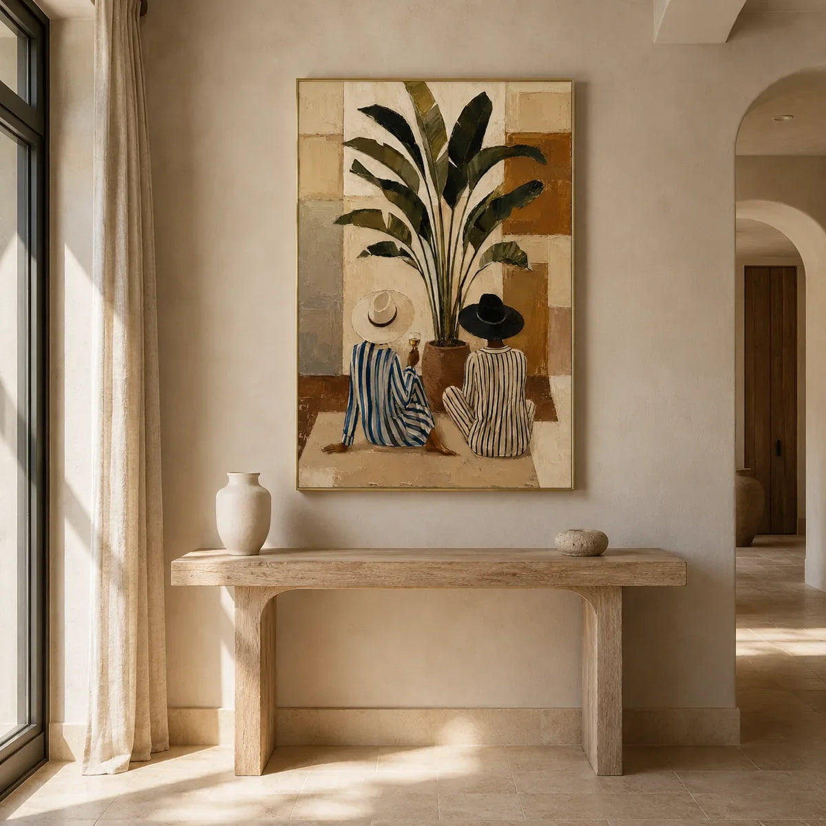 Tropical Vessel Still Life Wall Art styled interior scene 1 | Olyrel