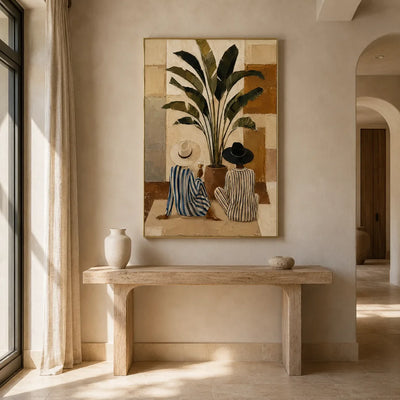 Tropical Vessel Still Life Wall Art styled interior scene 1 | Olyrel