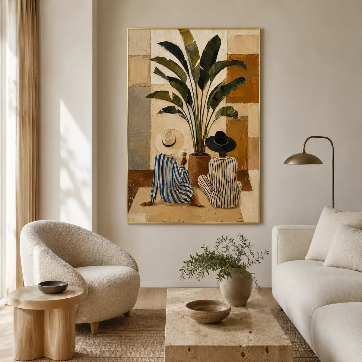 Tropical Vessel Still Life Wall Art styled interior scene 4 | Olyrel