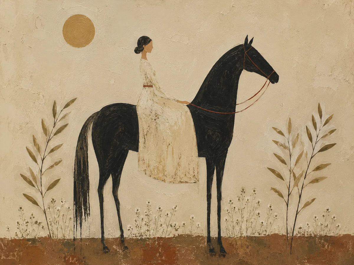 Sunlit Rider Horse Wall Art artwork view | Olyrel