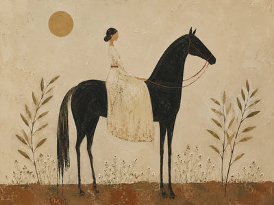 Sunlit Rider Horse Wall Art artwork view | Olyrel