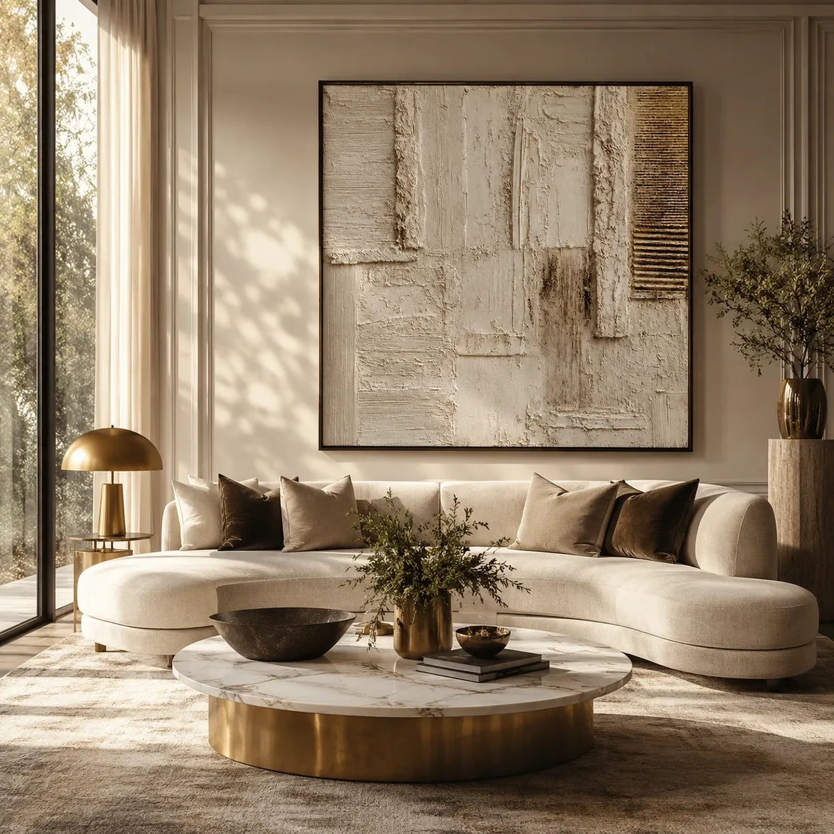Woven Blocks Textured Wall Art styled in a modern living room | Olyrel