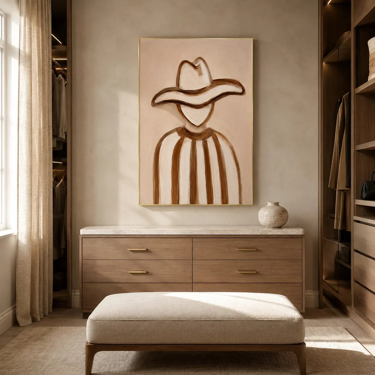 Western Contour Figure Wall Art styled interior scene 2 | Olyrel