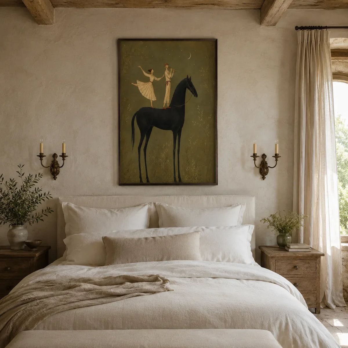 Equestrian Duet Figure Wall Art styled interior scene 2 | Olyrel