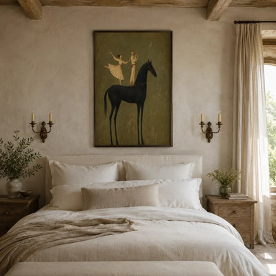 Equestrian Duet Figure Wall Art styled interior scene 2 | Olyrel