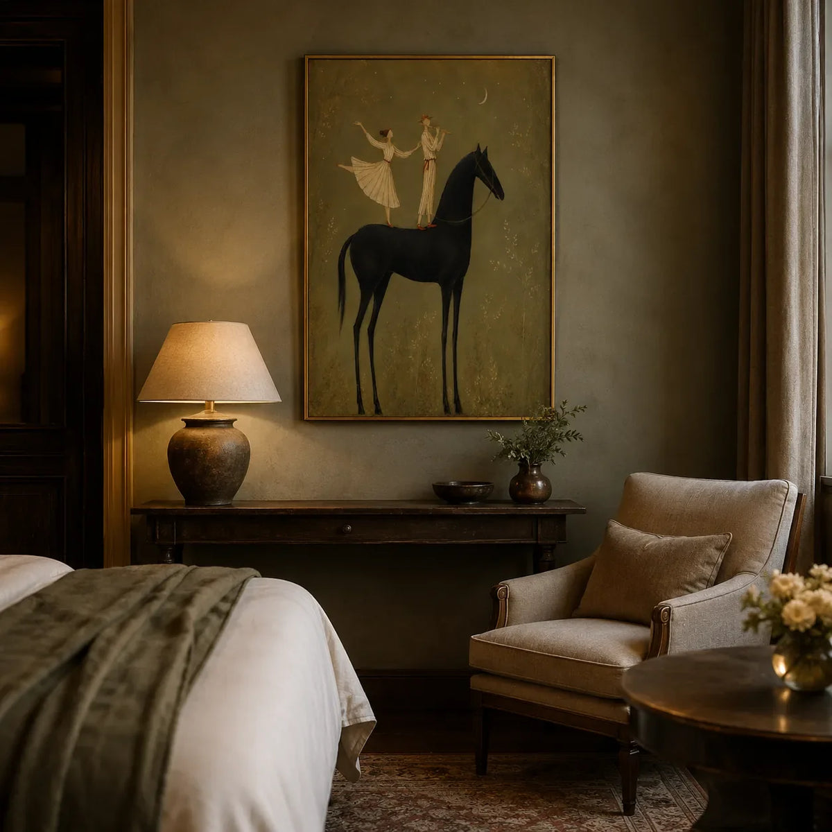 Equestrian Duet Figure Wall Art styled interior scene 3 | Olyrel