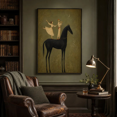 Equestrian Duet Figure Wall Art styled interior scene 4 | Olyrel