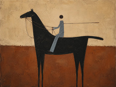 Terracotta Rider Horse Wall Art artwork view | Olyrel