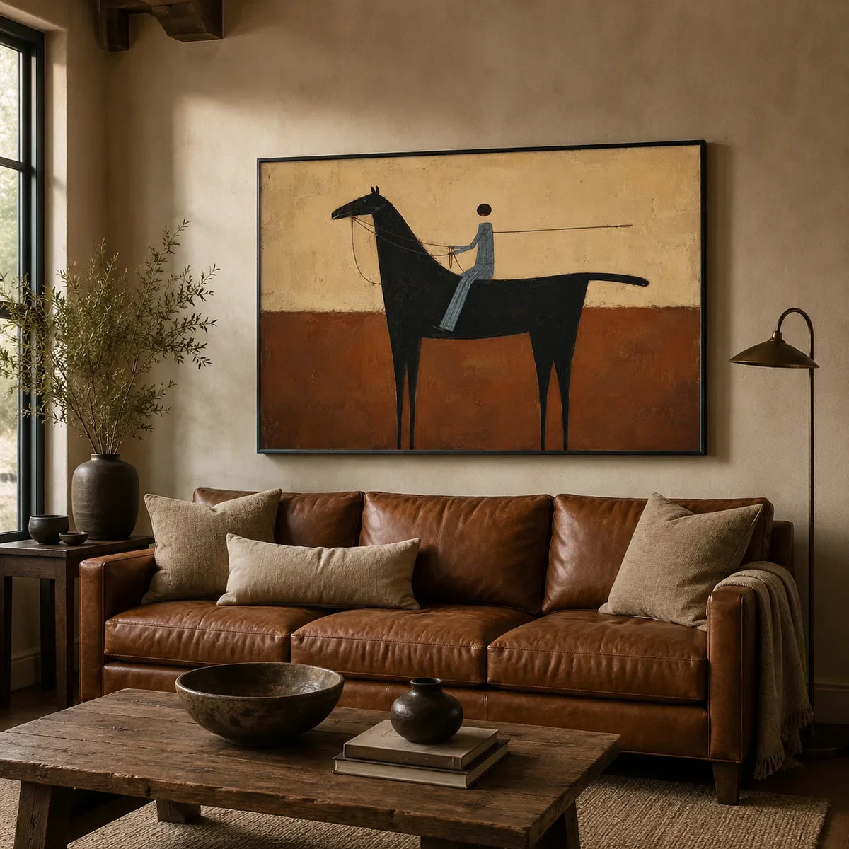 Terracotta Rider Horse Wall Art styled interior scene 1 | Olyrel