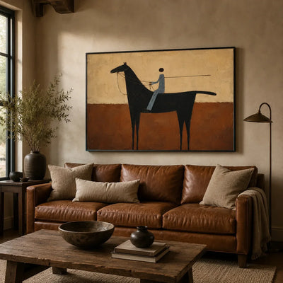 Terracotta Rider Horse Wall Art styled interior scene 1 | Olyrel