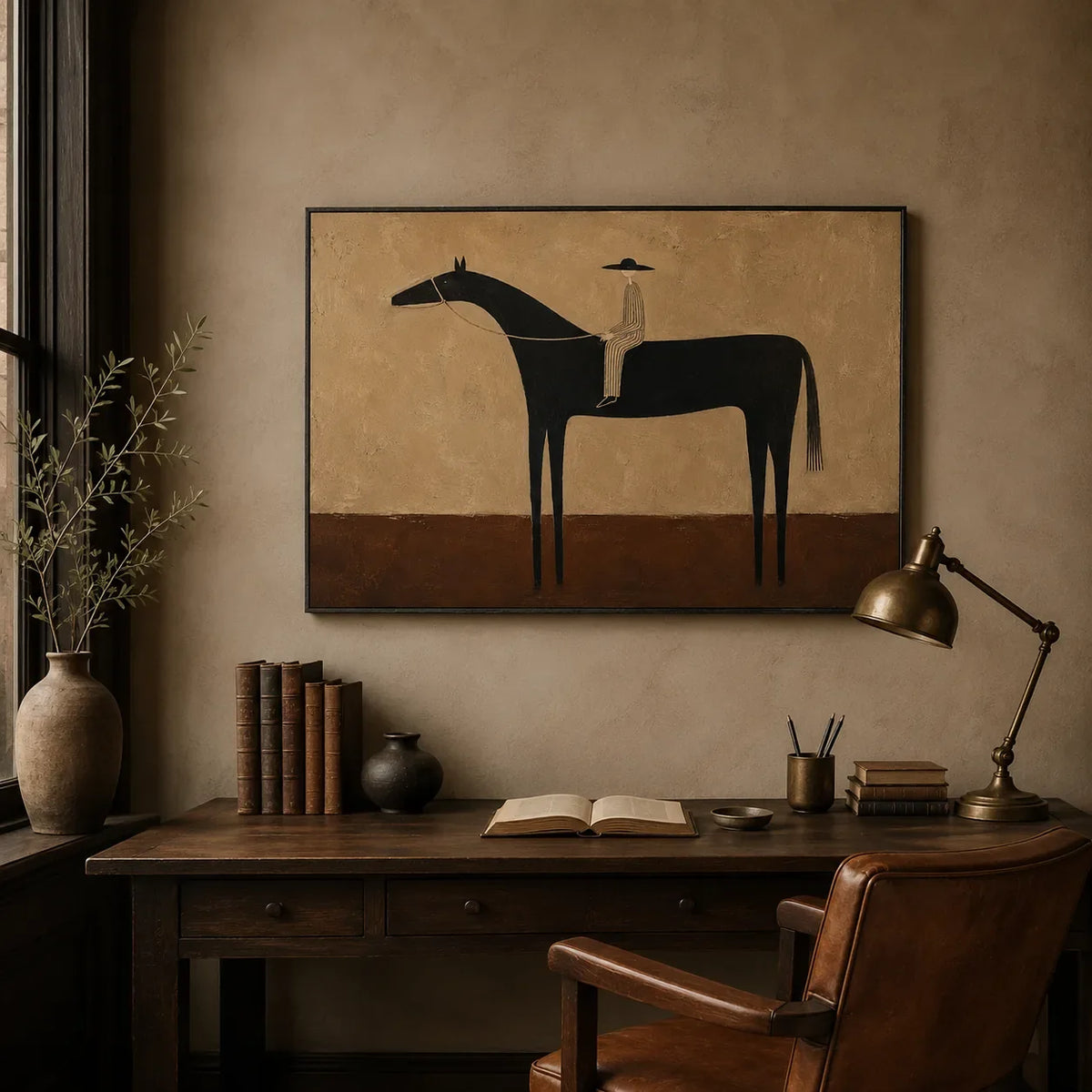 Quiet Rider Horse Wall Art styled interior scene 2 | Olyrel