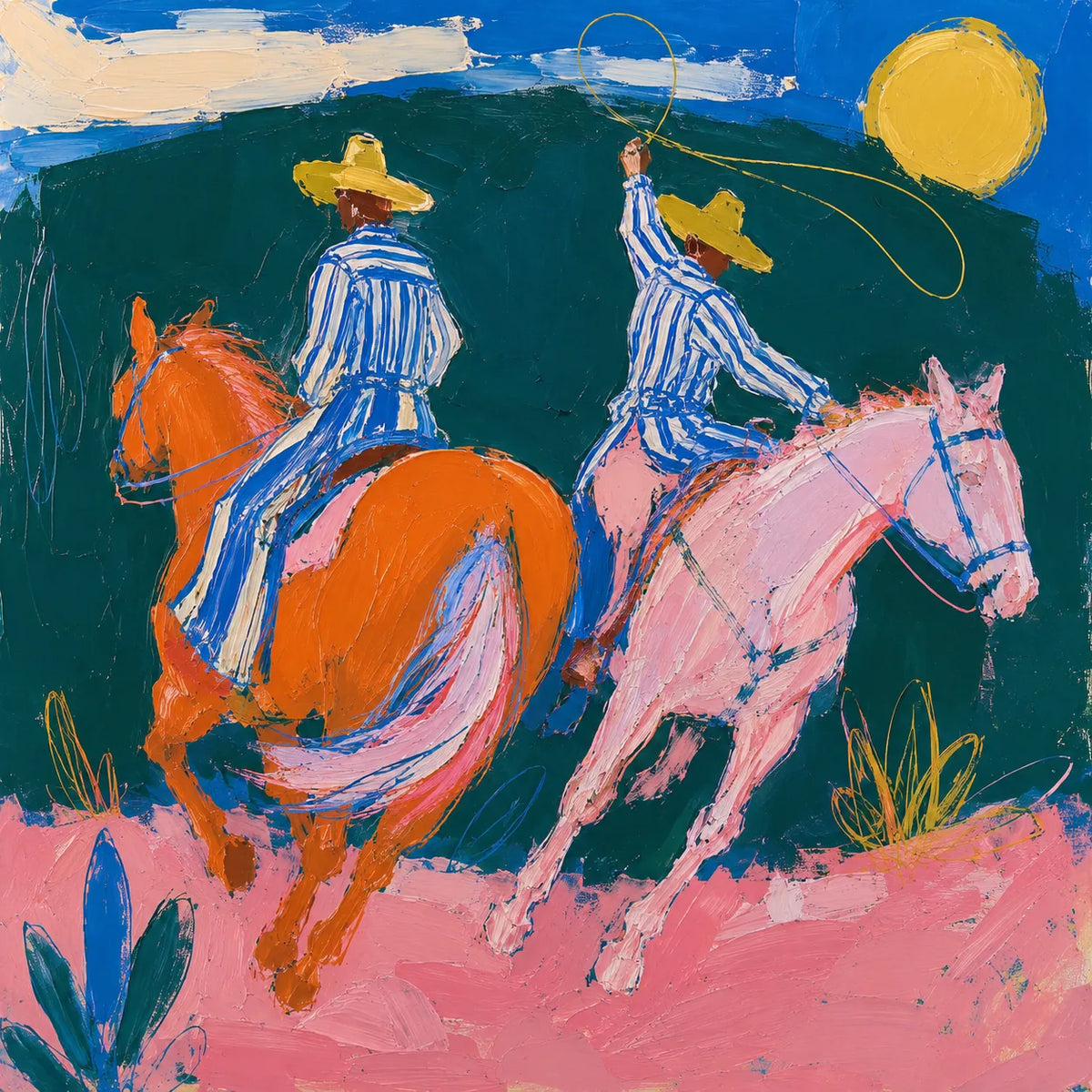 Chromatic Riders Horse Wall Art artwork view | Olyrel