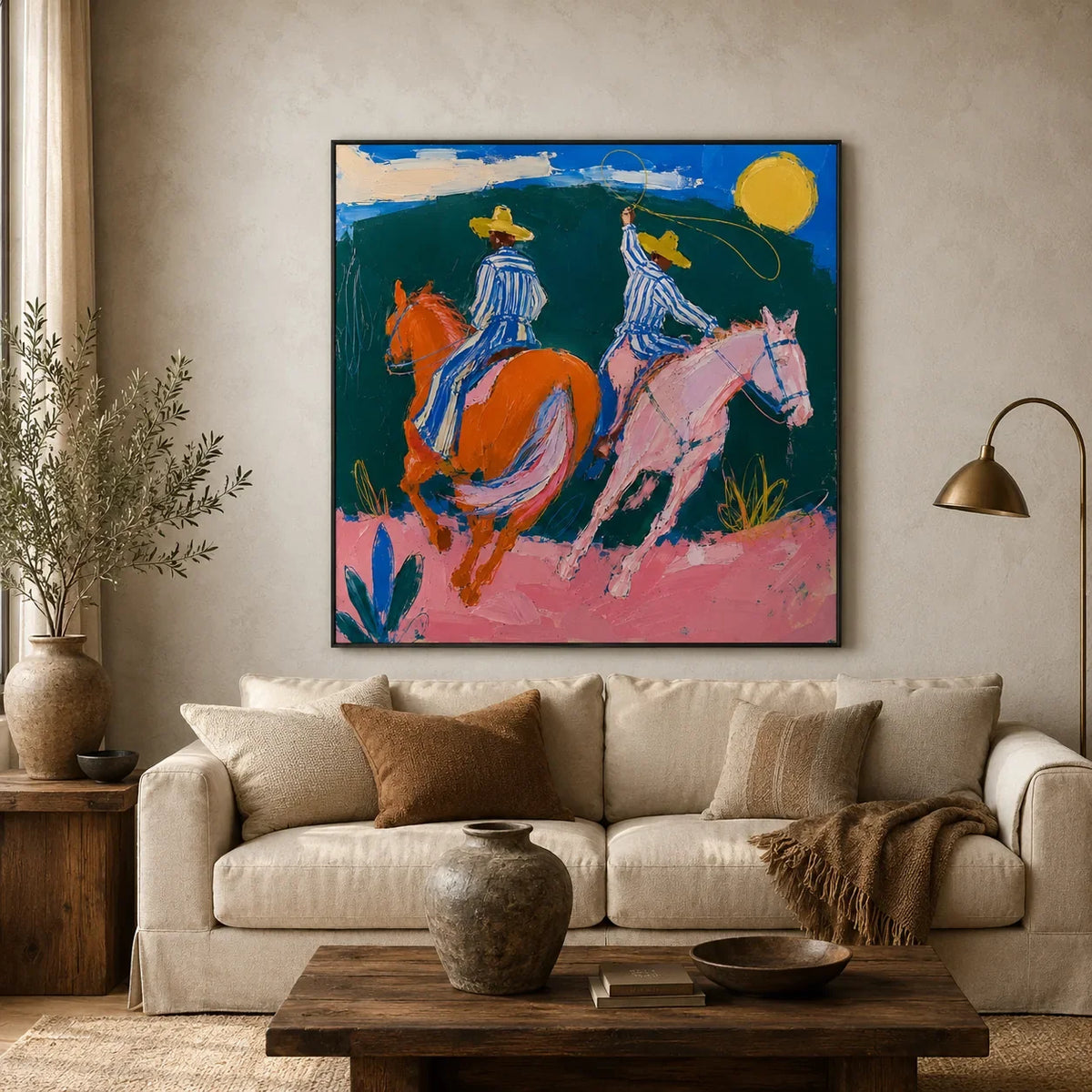 Chromatic Riders Horse Wall Art styled interior scene 1 | Olyrel