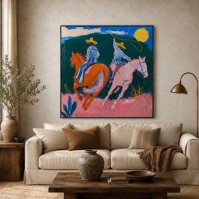 Chromatic Riders Horse Wall Art styled interior scene 1 | Olyrel