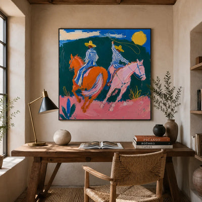 Chromatic Riders Horse Wall Art styled interior scene 3 | Olyrel