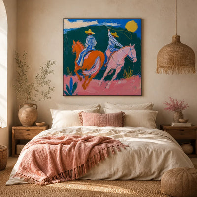 Chromatic Riders Horse Wall Art styled interior scene 4 | Olyrel