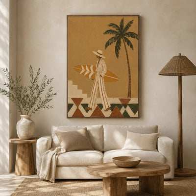 Palm Walk Figure Wall Art styled interior scene 2 | Olyrel