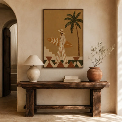 Palm Walk Figure Wall Art styled interior scene 3 | Olyrel