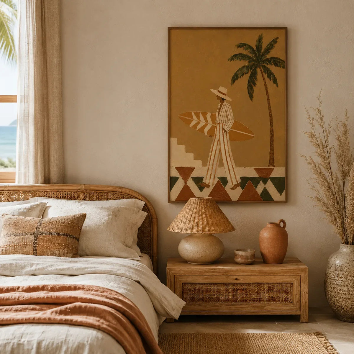 Palm Walk Figure Wall Art styled interior scene 5 | Olyrel