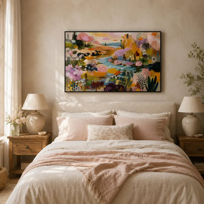 Blush Garden Stream Wall Art styled interior scene 3 | Olyrel
