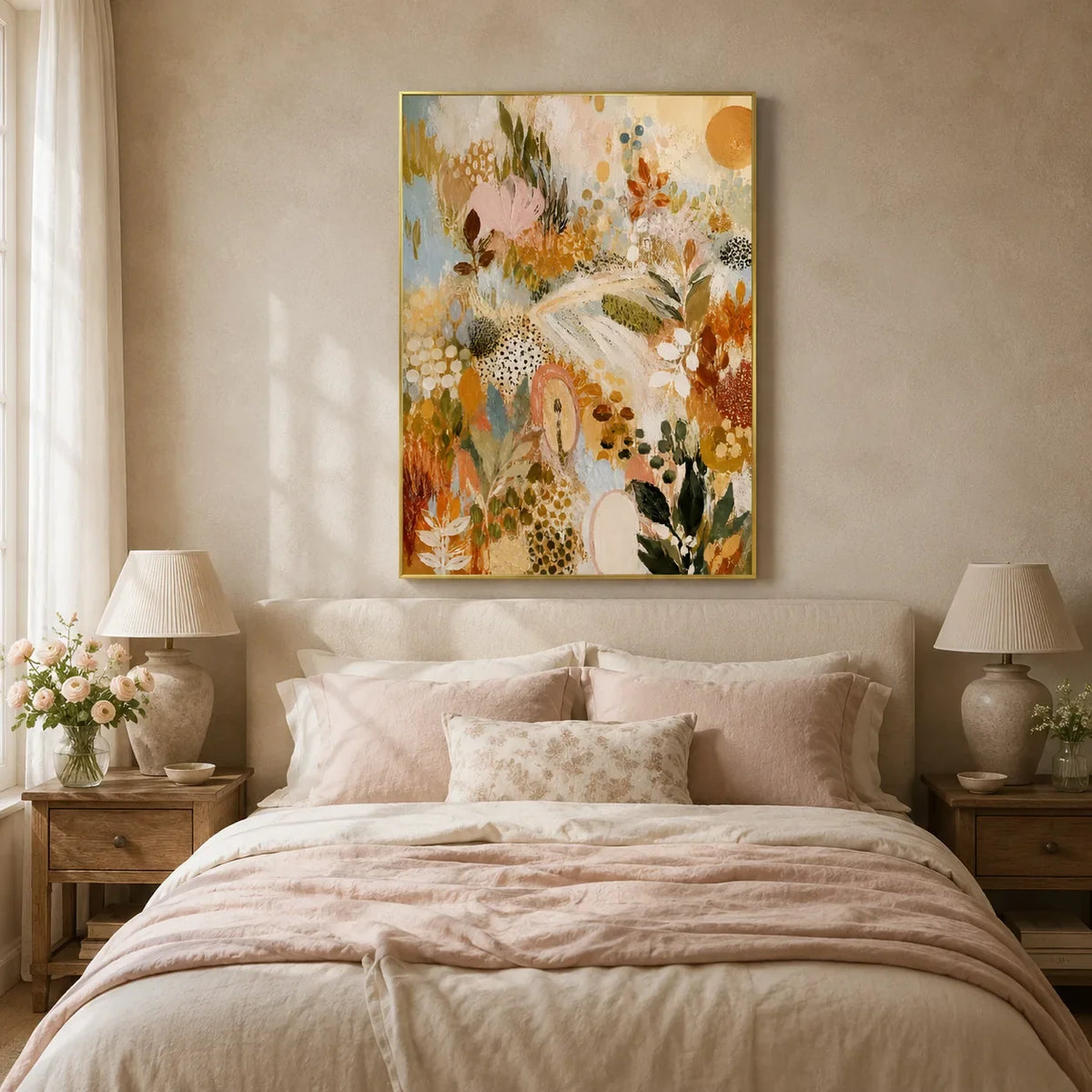 Pastel Botanica Floral Wall Art styled interior scene 2 | Olyrel