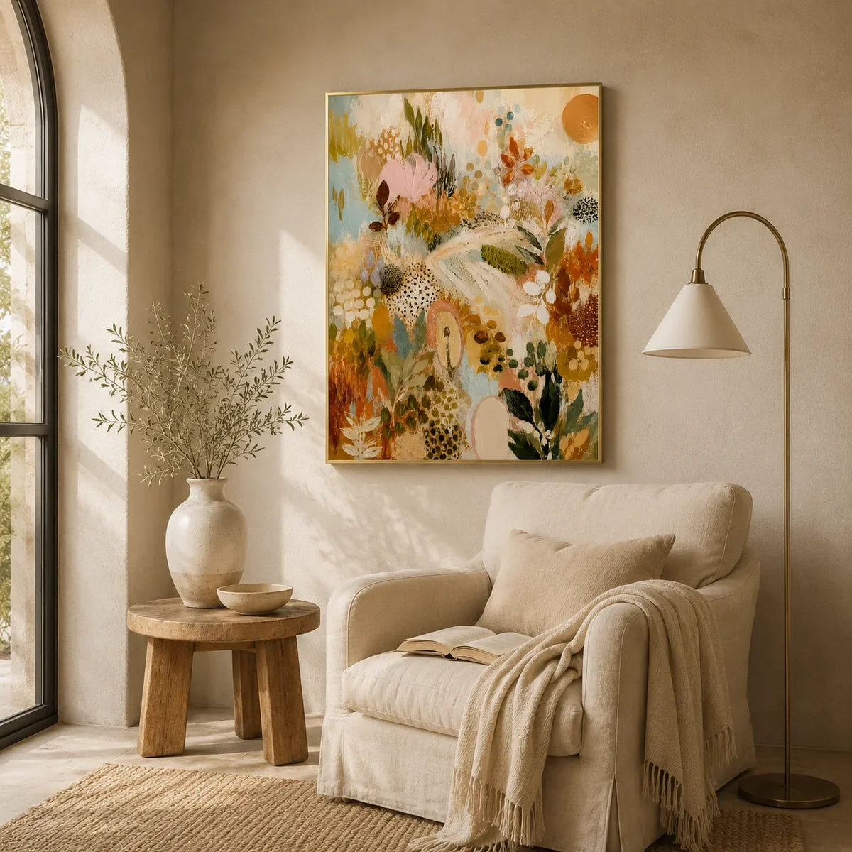 Pastel Botanica Floral Wall Art styled interior scene 5 | Olyrel