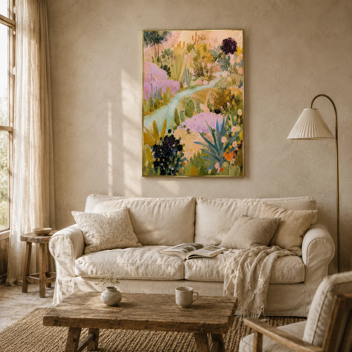 Wildflower Path Floral Wall Art styled interior scene 2 | Olyrel