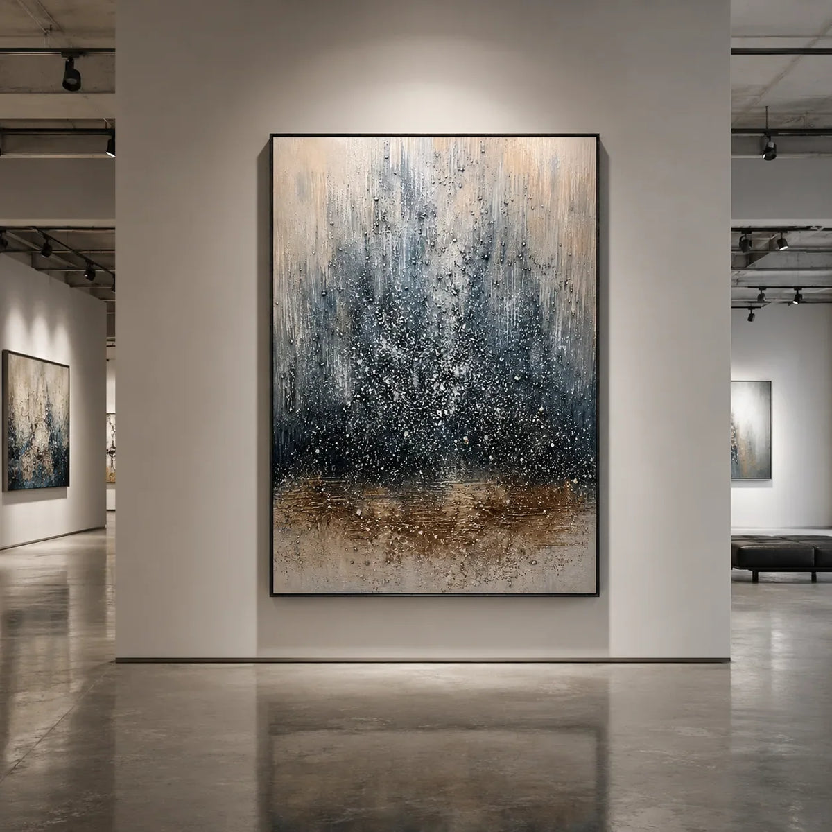Blue Mist Abstract Wall Art styled with minimal interior decor | Olyrel