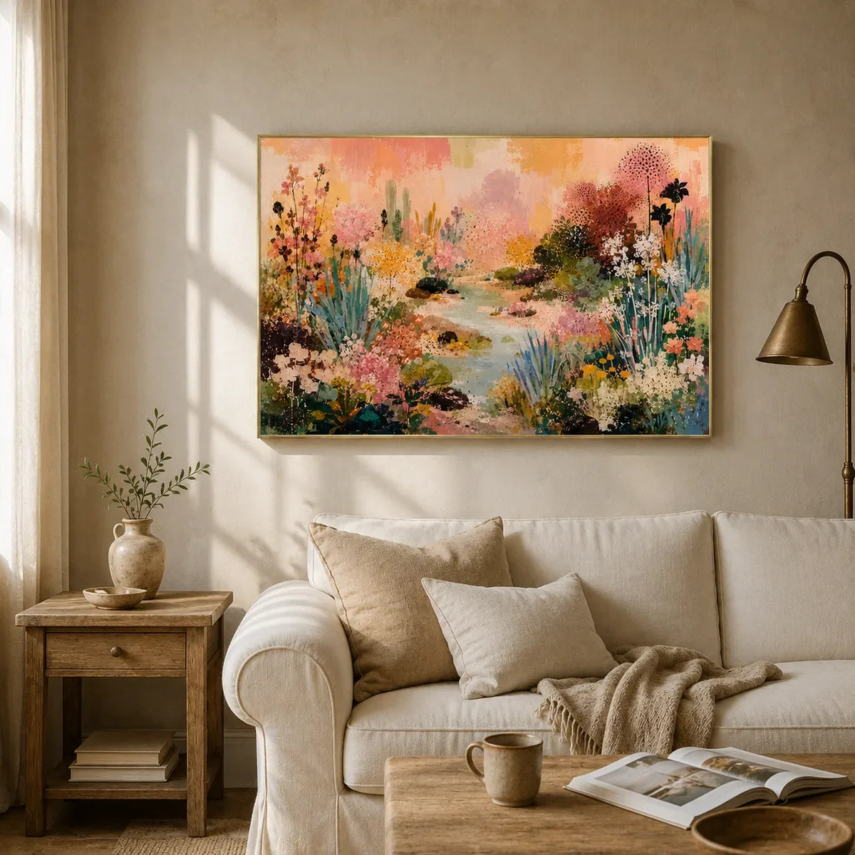Blossom Creek Floral Wall Art styled interior scene 1 | Olyrel