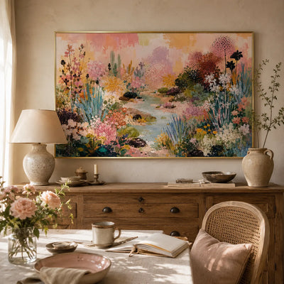 Blossom Creek Floral Wall Art styled interior scene 2 | Olyrel