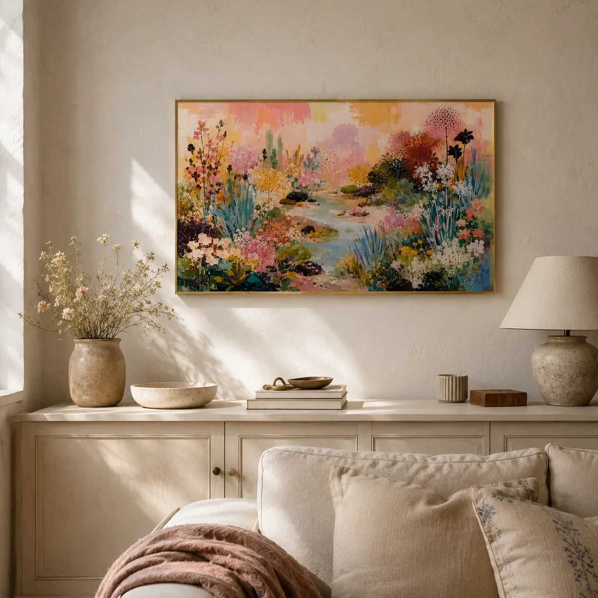 Blossom Creek Floral Wall Art styled interior scene 5 | Olyrel