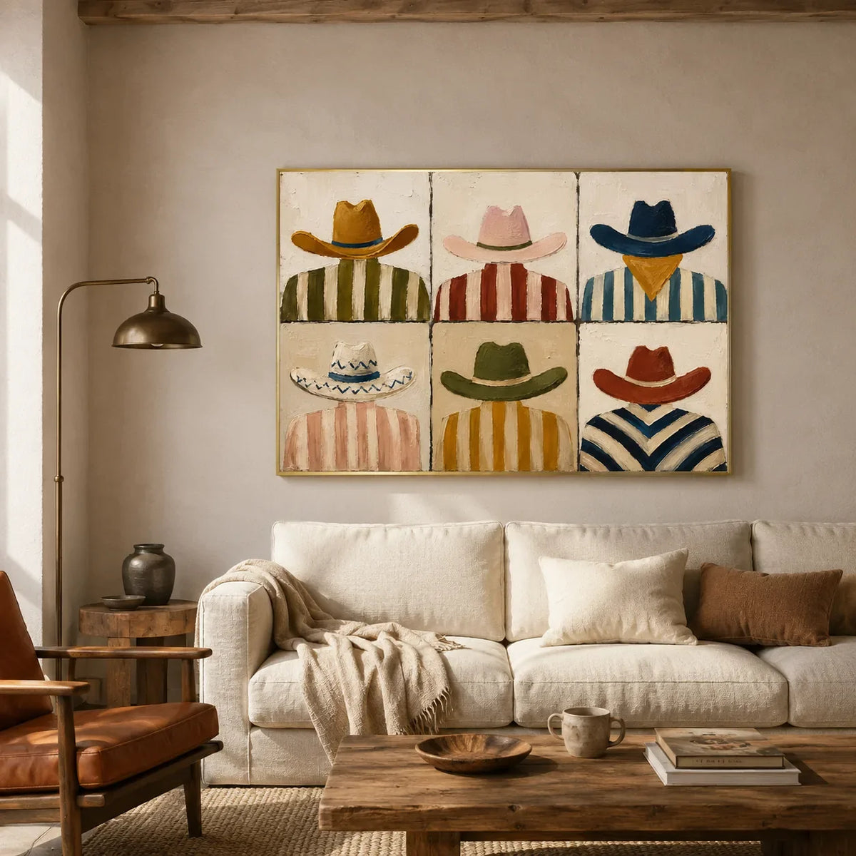 Western Hat Grid Wall Art styled interior scene 1 | Olyrel