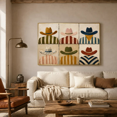 Western Hat Grid Wall Art styled interior scene 1 | Olyrel
