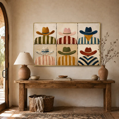 Western Hat Grid Wall Art styled interior scene 2 | Olyrel