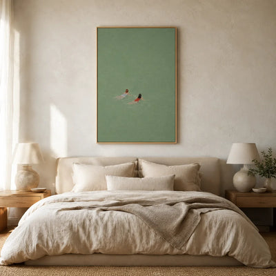 Sea Green Swimmers Wall Art styled interior scene 2 | Olyrel