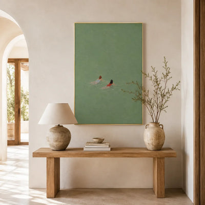 Sea Green Swimmers Wall Art styled interior scene 3 | Olyrel