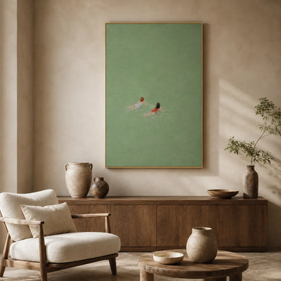 Sea Green Swimmers Wall Art styled interior scene 5 | Olyrel