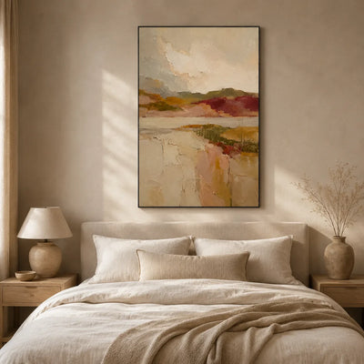 Blush Valley Landscape Wall Art styled interior scene 2 | Olyrel