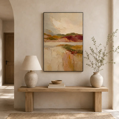 Blush Valley Landscape Wall Art styled interior scene 3 | Olyrel