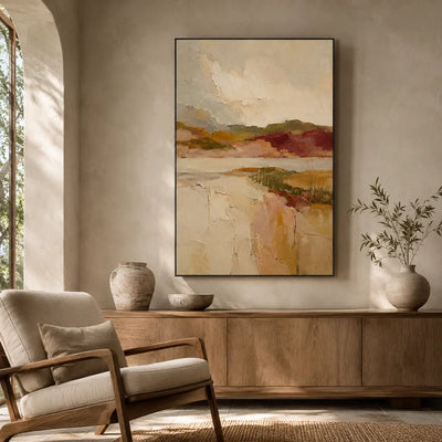 Blush Valley Landscape Wall Art styled interior scene 5 | Olyrel